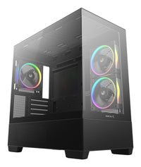 DeepCool CG380 3F Micro-ATX Gaming Case Black  Panoramic Tempered Glass Side Panel, Mesh Airflow Front, 3 Pre-Installed ARGB Fans, USB-C & USB-A Front I/O, Spacious SFF/mATX/ITX Build Support