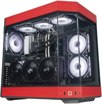 IONZ Gaming Desktop PC, Ryzen 7 9800X3D, GeForce RTX 5080, 32GB DDR5 RGB RAM, 2TB NVMe SSD, 240mm AIO, Windows 11, 100W 80+ PSU - HYTE Y60 - Red