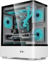 IONZ KZ-19 Acrylic PC Case, mATX Mid Tower Gaming with 3 ARGB PWM Fans - White