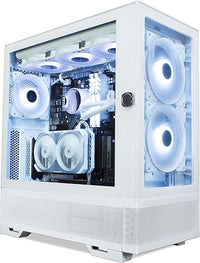 IONZ Gaming PC - Desktop Computer, Ryzen 5 5600X, NVIDIA RTX 4060, 16GB RAM, 1TB NVMe SSD, 360mm AIO, Windows 11, 500W 80+ PSU, WiFi, White - KZV Aether