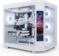 IONZ Gaming PC - Desktop Computer, Ryzen 5 5600, GeForce RTX 5060, 16GB RAM, 1TB SSD, 240mm AIO Liquid Cooling, Windows 11, 600W 80+ PSU, WiFi, APEX VISION, White