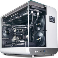 IONZ Gaming Desktop PC, Ryzen 7 9800X3D, GeForce RTX 5080, 32GB DDR5 RGB RAM, 2TB NVMe SSD, Windows 11, 1000W 80+ PSU, LCD Live Display - Black/White - Aviator