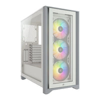 Corsair iCUE 4000X RGB Gaming Case w/ Tempered Glass Window, E-ATX, 3 x AirGuide RGB Fans, Lighting Node CORE included, USB-C, White