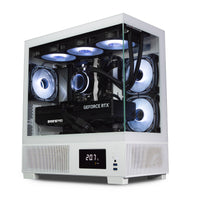 IONZ Gaming PC - Desktop Computer, AMD Ryzen 7 5700X, NVIDIA RTX 5060, 16GB RAM, 1TB NVMe SSD, 360 mm AIO Cooler, Windows 11, 500W 80+ PSU, WiFi, Aether Vision, White