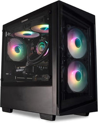 IONZ Gaming PC - Desktop Computer, Ryzen 5 5500, Radeon RX9060 XT, 16GB RAM, 1TB NVMe SSD, 240mm AIO, 650W 80+ PSU, Windows 11, Wifi | Black - G1