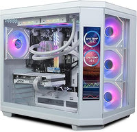 IONZ Gaming PC - Desktop Computer, Ryzen 5 5600X, NVIDIA RTX 4060, 16GB RAM, 1TB NVMe SSD, 240mm AIO, Windows 11, 500W 80+ PSU, WiFi, White - Apex Vision