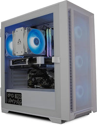 IONZ Gaming PC - Desktop Computer, Ryzen 5 5600, NVIDIA RTX 5060,16GB RAM 1TB NVMe SSD, 240mm AIO, LCD Windows 11, 600W 80+ PSU, WiFi, KZ-220 LCD - White