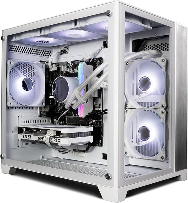 IONZ Gaming PC - Desktop Computer, Ryzen 5 5600X, GeForce RTX 5060,16GB RAM 1TB NVMe SSD, 360mm AIO, Windows 11, 600W 80+ PSU, WiFi, KZ-V - White Aether