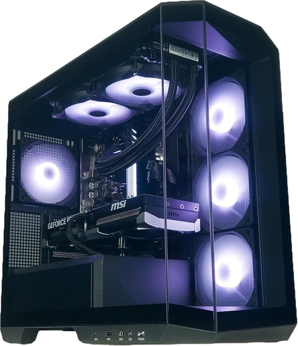IONZ Gaming PC - MSI PBM, Ryzen 5 7600X, GeForce RTX 5070 Ti OC, 32 GB DDR5 RAM, 1 TB NVMe SSD, 360mm AIO, Windows 11, 750W 80+ PSU MSI MAG PANO M100R PZ - Black