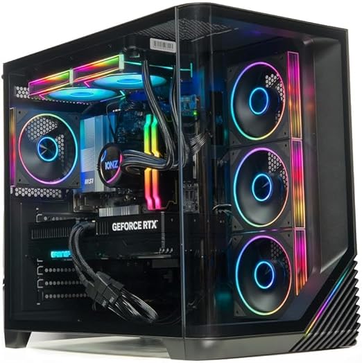 IONZ Gaming PC Desktop - AMD Ryzen 7 5800X, GeForce RTX 5070, 32 GB RAM, 1 TB NVME SSD, 240 AIO mm, 650W 80+ PSU, Windows 11, WiFi - Venus Flow - Black