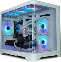 IONZ Gaming PC - Desktop Computer, AMD Ryzen 7 5700X, NVIDIA RTX 5060, 16GB RAM, 1TB NVMe SSD, 240mm AIO Cooler, Windows 11, 500W 80+ PSU, WiFi, Flow, White