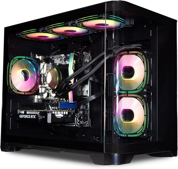 IONZ Gaming PC Custom Desktop PC, Ryzen 5 7600X, 240mm AIO, RTX 5060, 32GB RGB RAM, 1TB SSD Storage, 700W PSU, Windows 11 Home, WiFi, Black - Flow