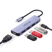 IONZ 5-in-1 USB-C Hub – 4K HDMI, 1x USB 3.0, 2x USB 2.0 & USB-C PD Charging